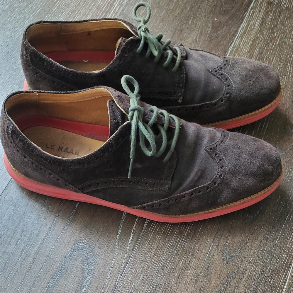 Cole Haan Grand OS Suede Wingtip Shoes 10.5 - Picture 3 of 6